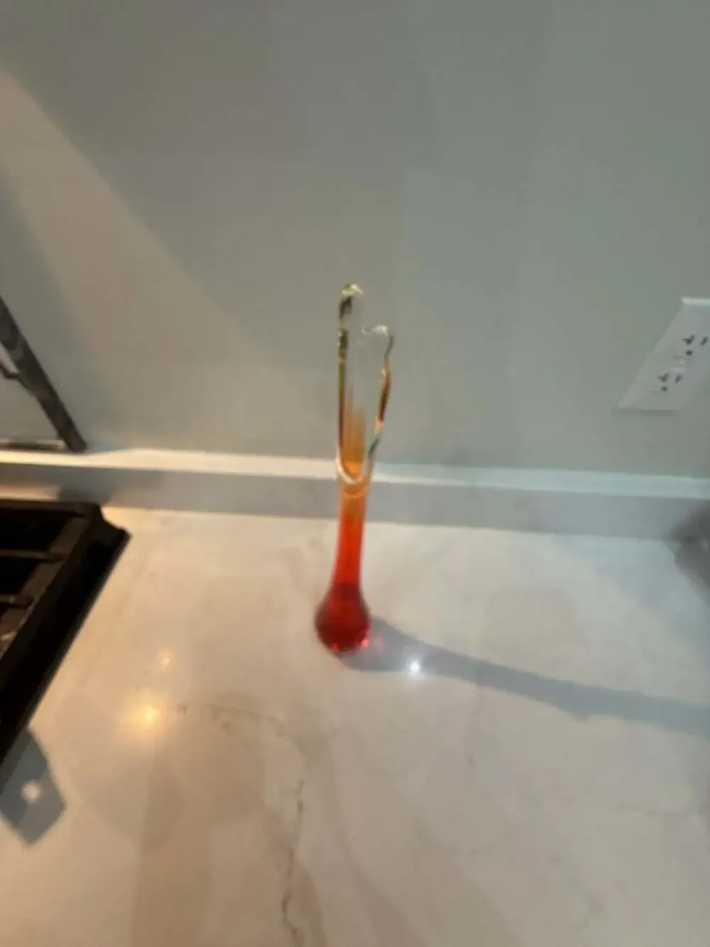 Vintage Mid-Century Viking Glass Epic Swung Bud Vase in Persimmon Amberina